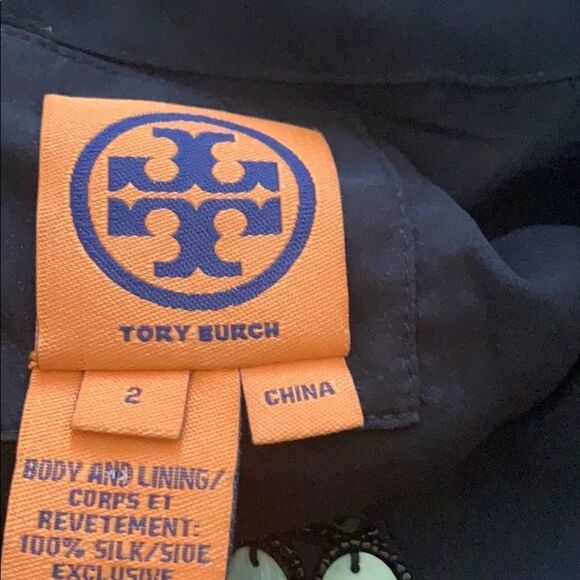 TORY BURCH EMBEZZLISH BLACK SILK BLOUSE SZ… - Picture 7 of 9
